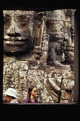 carved sandstone at The Bayon